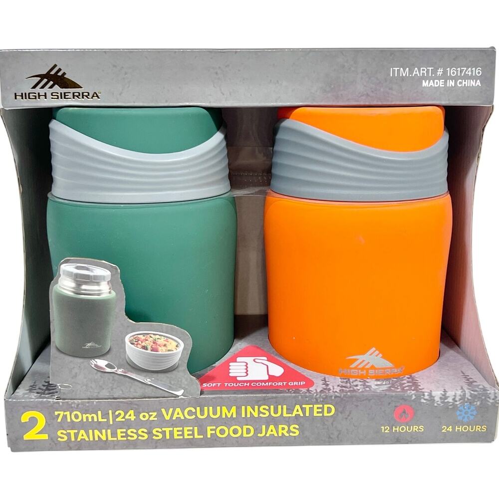 High Sierra Insulated Stainless Steel Food Jars 2-pack Green Orange New